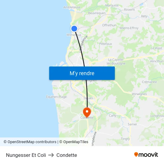 Nungesser Et Coli to Condette map
