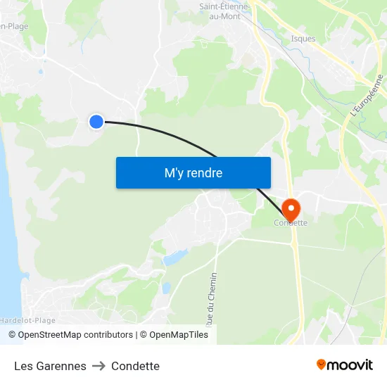 Les Garennes to Condette map