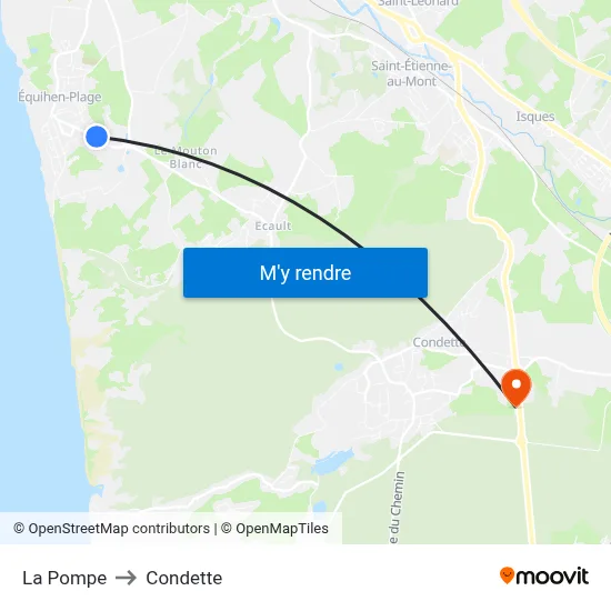 La Pompe to Condette map