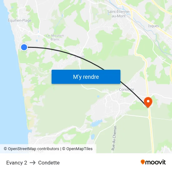 Evancy 2 to Condette map