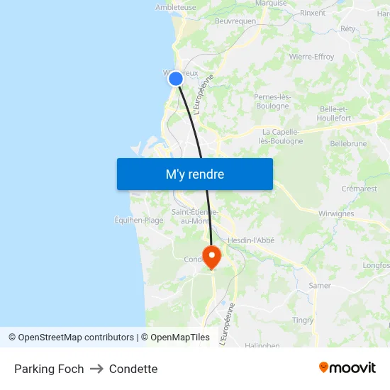 Parking Foch to Condette map