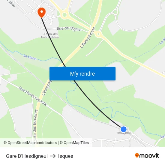 Gare D'Hesdigneul to Isques map