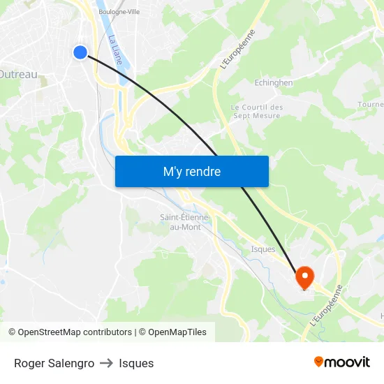 Roger Salengro to Isques map