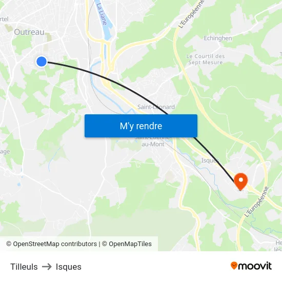 Tilleuls to Isques map