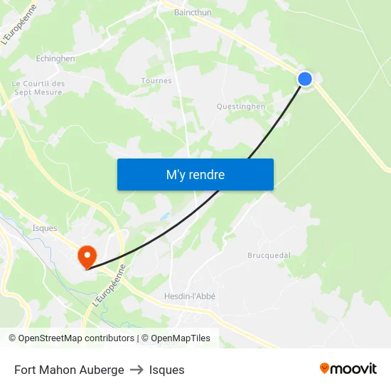 Fort Mahon Auberge to Isques map