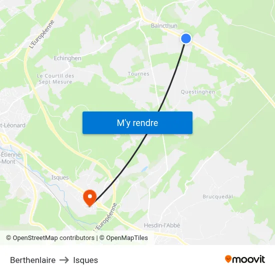 Berthenlaire to Isques map