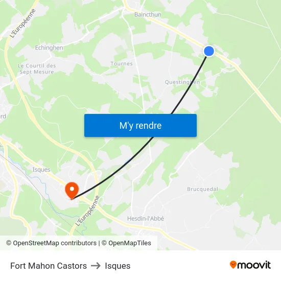 Fort Mahon Castors to Isques map