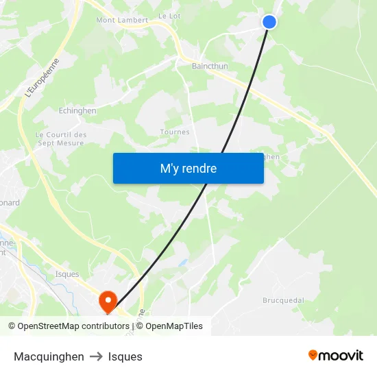 Macquinghen to Isques map
