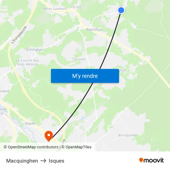 Macquinghen to Isques map