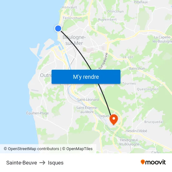 Sainte-Beuve to Isques map