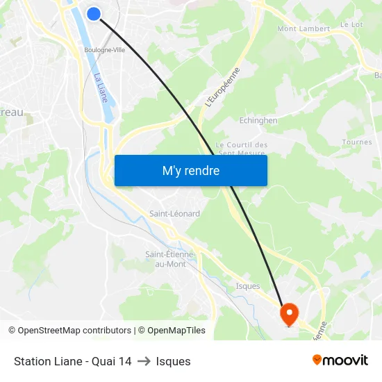 Station Liane - Quai 14 to Isques map