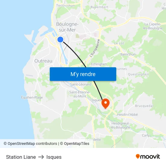 Station Liane to Isques map