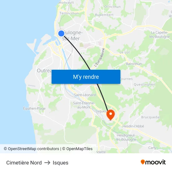 Cimetière Nord to Isques map