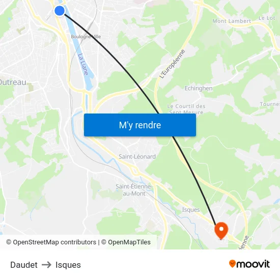 Daudet to Isques map