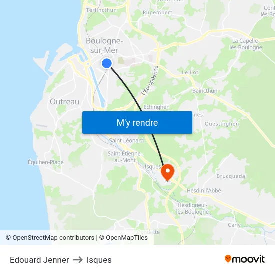 Edouard Jenner to Isques map