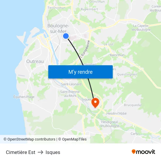 Cimetière Est to Isques map