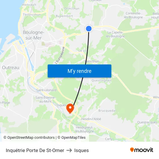 Inquétrie Porte De St-Omer to Isques map