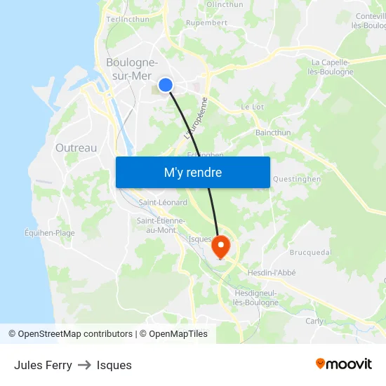 Jules Ferry to Isques map