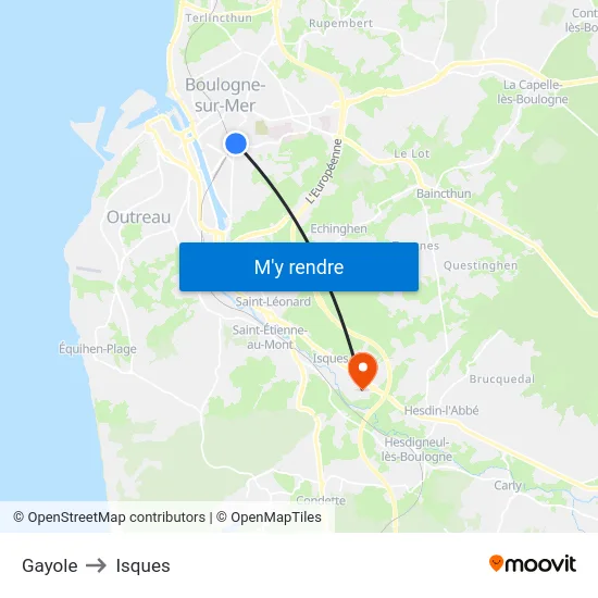 Gayole to Isques map