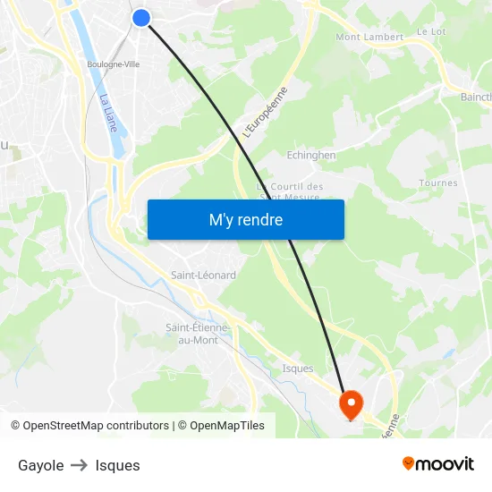 Gayole to Isques map