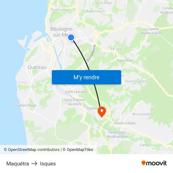 Maquétra to Isques map