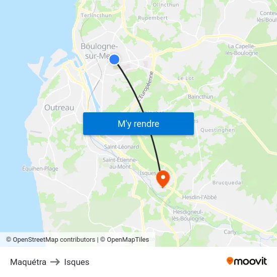 Maquétra to Isques map