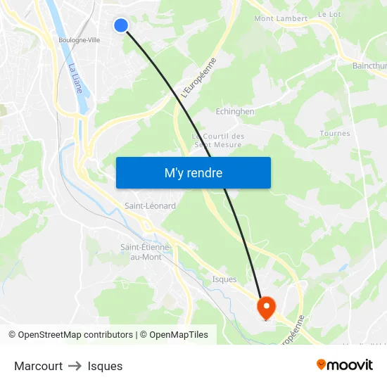 Marcourt to Isques map