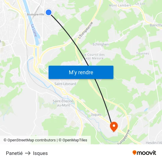 Panetié to Isques map