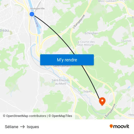 Séliane to Isques map