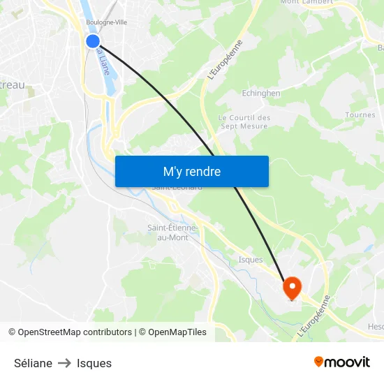 Séliane to Isques map