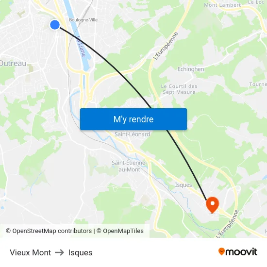 Vieux Mont to Isques map