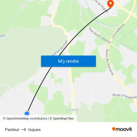 Pasteur to Isques map