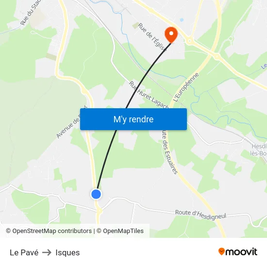 Le Pavé to Isques map