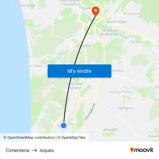 Cimenterie to Isques map