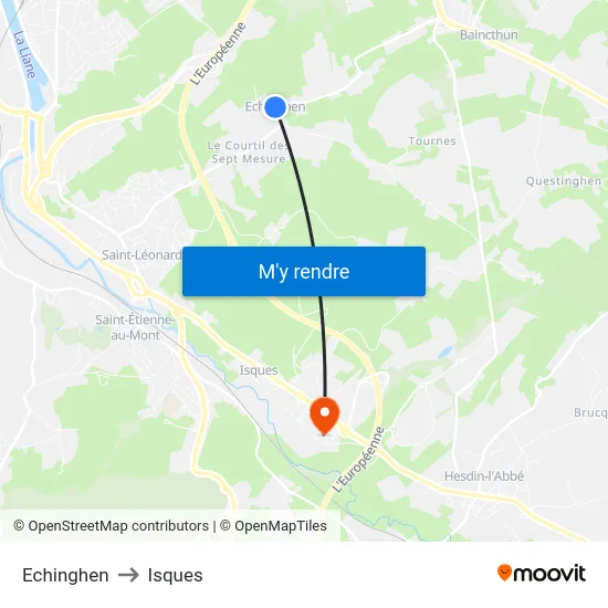 Echinghen to Isques map