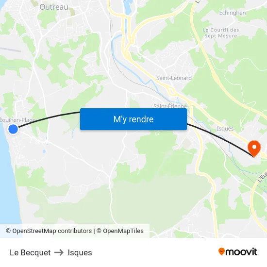 Le Becquet to Isques map