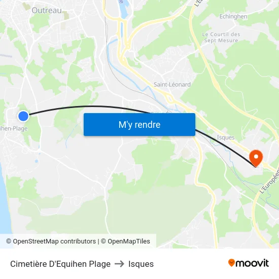 Cimetière D'Equihen Plage to Isques map