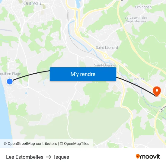 Les Estombelles to Isques map