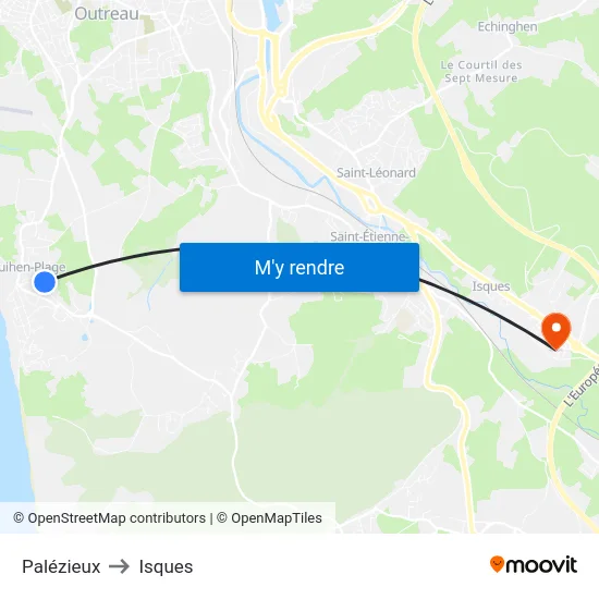 Palézieux to Isques map