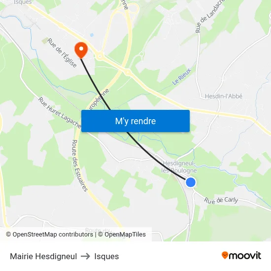 Mairie Hesdigneul to Isques map