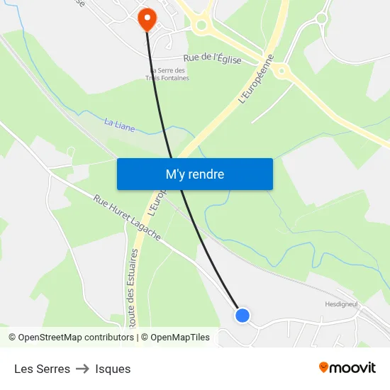 Les Serres to Isques map