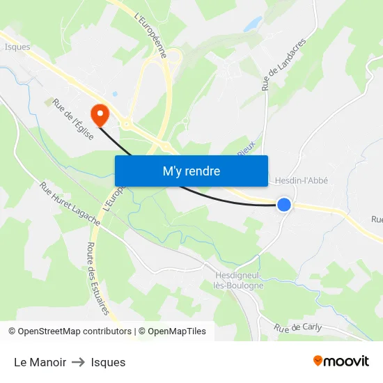 Le Manoir to Isques map