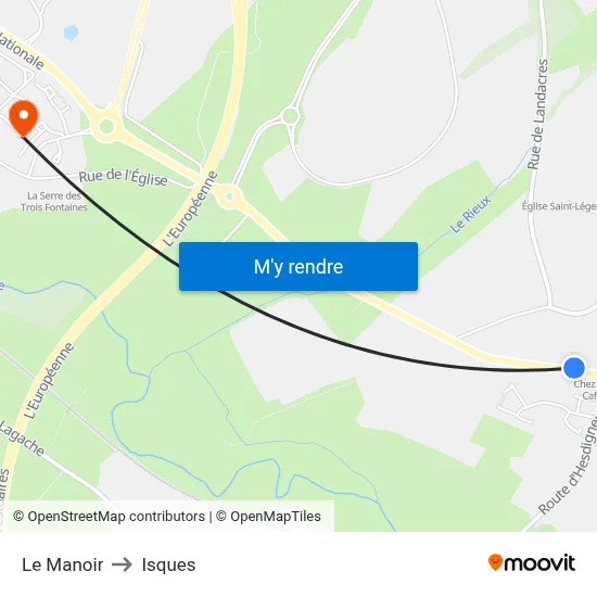 Le Manoir to Isques map