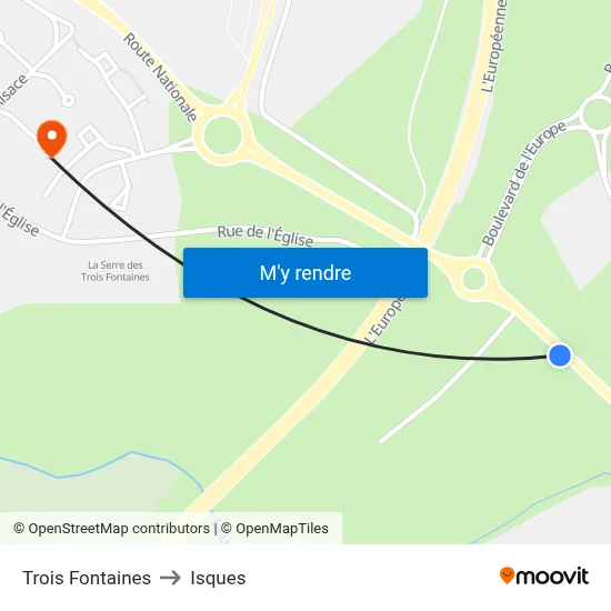 Trois Fontaines to Isques map