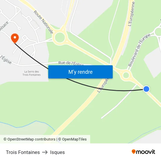 Trois Fontaines to Isques map