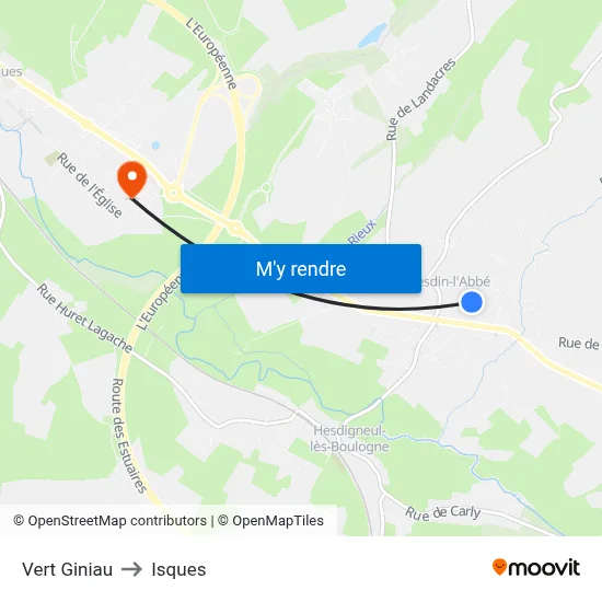 Vert Giniau to Isques map