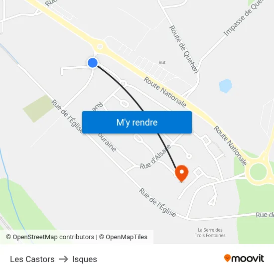 Les Castors to Isques map