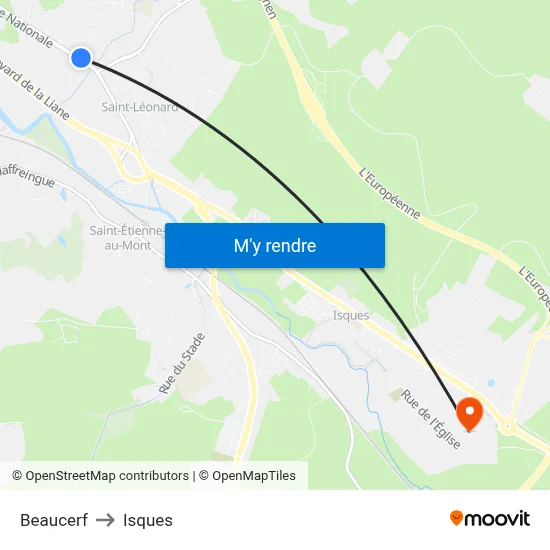 Beaucerf to Isques map