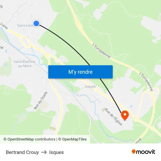 Bertrand Crouy to Isques map