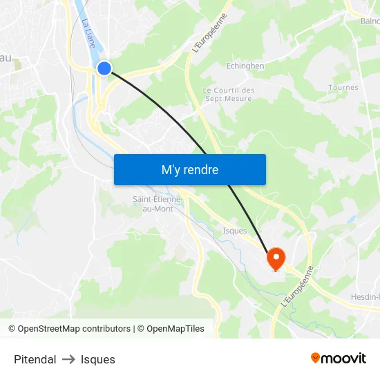 Pitendal to Isques map